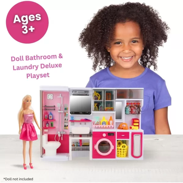 imageLiberty Imports Doll Kitchen Playset for Kids My Modern Mini Kitchen House Furniture Pretend Play Toy Accessories Set with Realistic Lights ampamp Sounds for Toddlers Girls 3in14in1 Bathroom Set