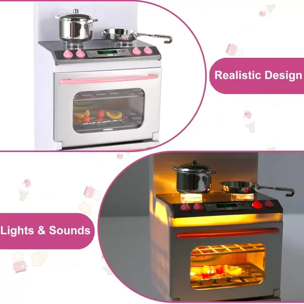 imageLiberty Imports Doll Kitchen Playset for Kids My Modern Mini Kitchen House Furniture Pretend Play Toy Accessories Set with Realistic Lights ampamp Sounds for Toddlers Girls 3in14in1 Kitchen Set
