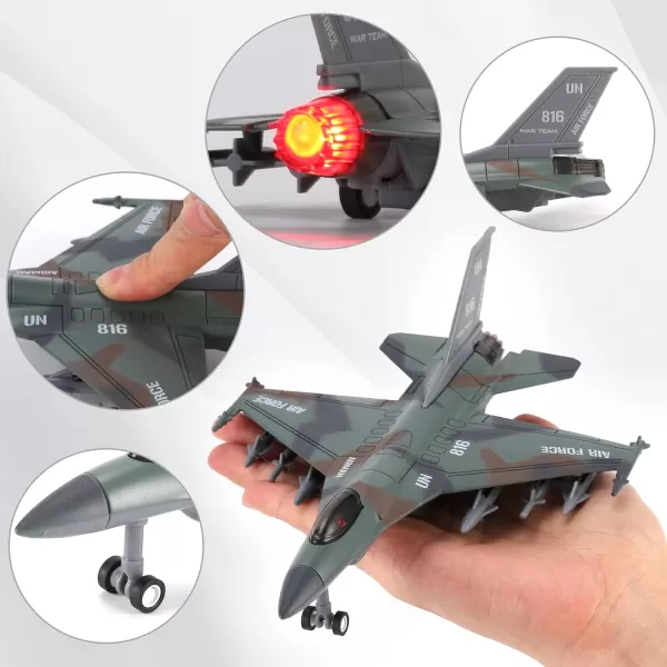 imageLiberty Imports F16 Fighter Jet Falcon Diecast Military Toy Vehicle  1400 Scale Air Force Pullback Metal Alloy Aircraft Model with Flashing Lights and Sound