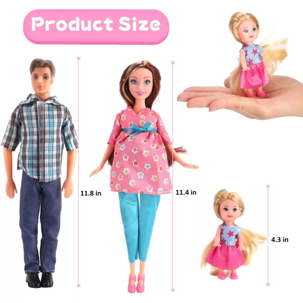 imageLiberty Imports Happy Family Welcome Baby 115Inch Pregnant Doll Toy Husband ampamp Wife with Daughter Newborn Stroller and Accessories Playset 22 Pieces