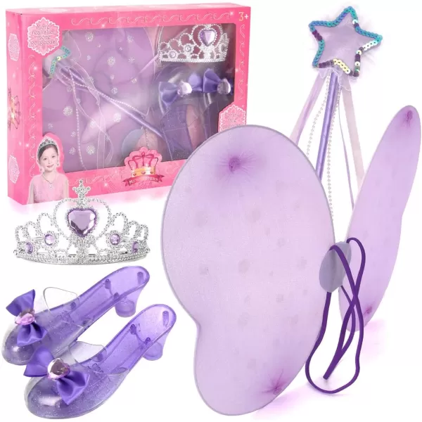 imageLiberty Imports Little Fairy Princess Dress Up Game Role Play Costume with Shoes Wand Tutu Wings and Crown Set for Girls 5pcs