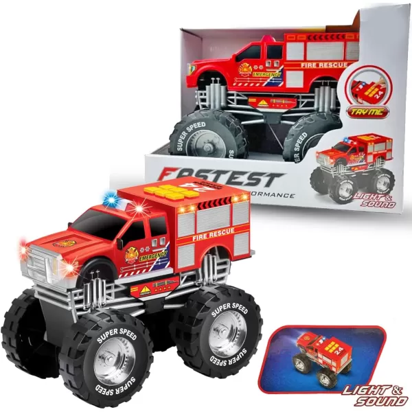 imageLiberty Imports Motorized Mighty Monster Truck Toy Kids Electric Motor Vehicle with Big Wheels Button Action Sounds and Flashing Lights Fire EngineFire Engine