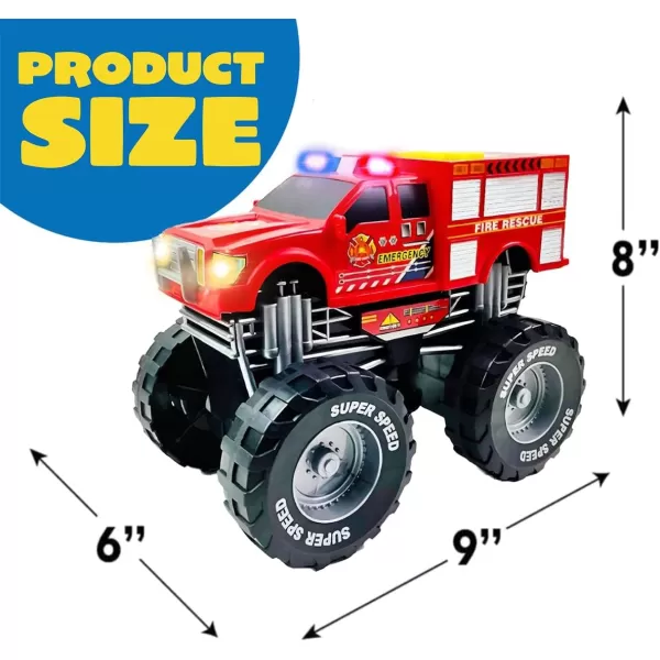 imageLiberty Imports Motorized Mighty Monster Truck Toy Kids Electric Motor Vehicle with Big Wheels Button Action Sounds and Flashing Lights Fire EngineFire Engine