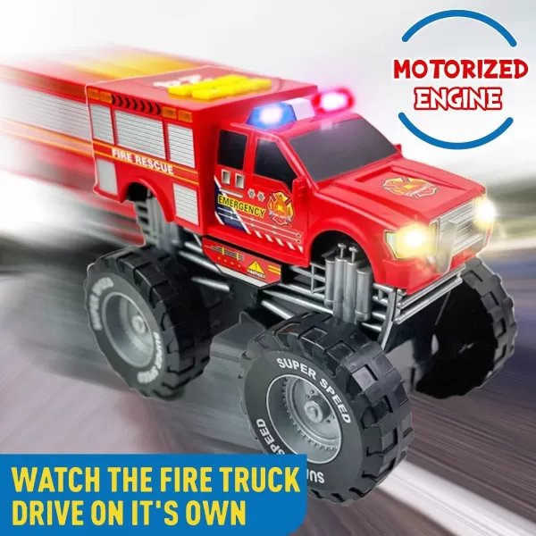 imageLiberty Imports Motorized Mighty Monster Truck Toy Kids Electric Motor Vehicle with Big Wheels Button Action Sounds and Flashing Lights Fire EngineFire Engine