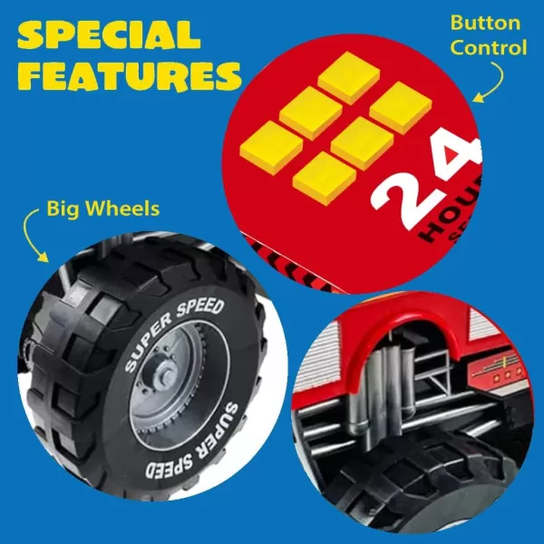 imageLiberty Imports Motorized Mighty Monster Truck Toy Kids Electric Motor Vehicle with Big Wheels Button Action Sounds and Flashing Lights Fire EngineFire Engine