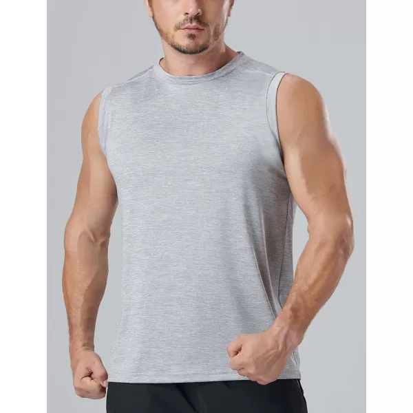 imageLiberty Imports Pack of 5 Mens Stretch Cool Dry Muscle Tank Tops Athletic Crewneck Sleeveless Workout ShirtsHeather BlueNavyBlackCharcoalLight Gray