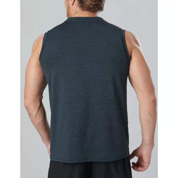 imageLiberty Imports Pack of 5 Mens Stretch Cool Dry Muscle Tank Tops Athletic Crewneck Sleeveless Workout ShirtsHeather BlueNavyBlackCharcoalLight Gray