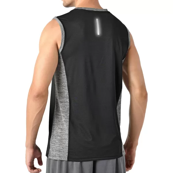 imageLiberty Imports Pack of 5 Mens Stretch Cool Dry Muscle Tank Tops Athletic Crewneck Sleeveless Workout ShirtsHeather RedCharcoalBlueTealGray