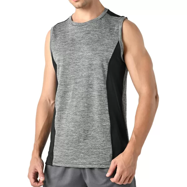 imageLiberty Imports Pack of 5 Mens Stretch Cool Dry Muscle Tank Tops Athletic Crewneck Sleeveless Workout ShirtsHeather RedCharcoalBlueTealGray