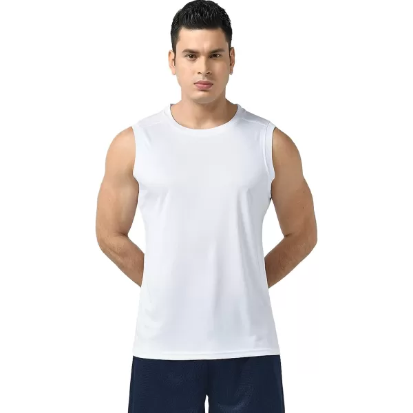 imageLiberty Imports Pack of 5 Mens Stretch Cool Dry Muscle Tank Tops Athletic Crewneck Sleeveless Workout ShirtsWhiteRedBlueGrayBlack