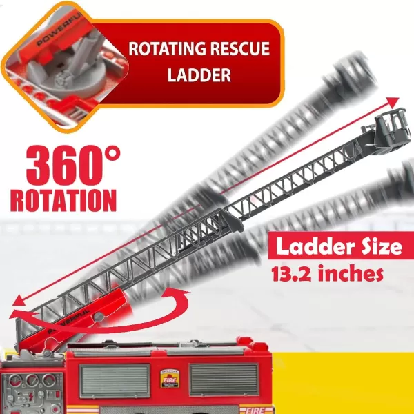 imageLiberty Imports RC Fire Truck  Big Remote Control Toy Fire Truck  14quot Rescue Fire Engine with Flashing Lights and Siren Sounds Extendable Rescue Ladder for Kids