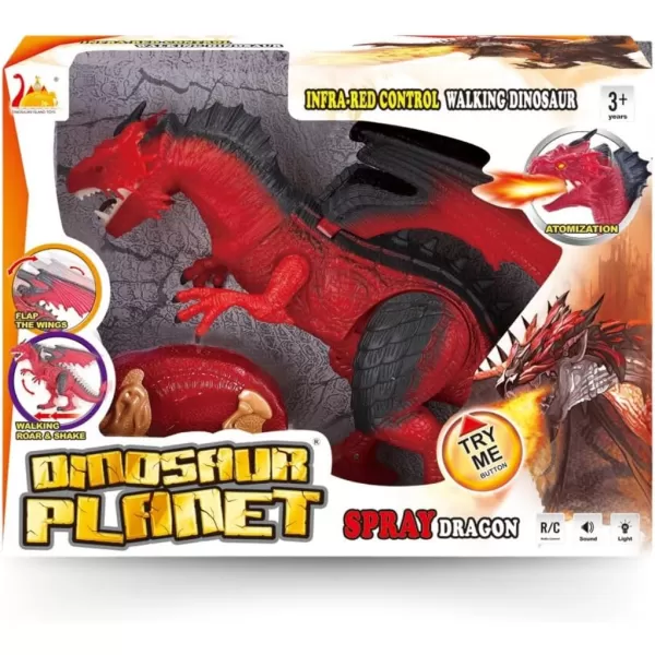imageLiberty Imports Remote Control RC Dragon Toy LED Light Up Walking Dragon Roaring and Spraying Smoke Shaking Head Light Up Eyes and SoundsFire Dragon w Smoke
