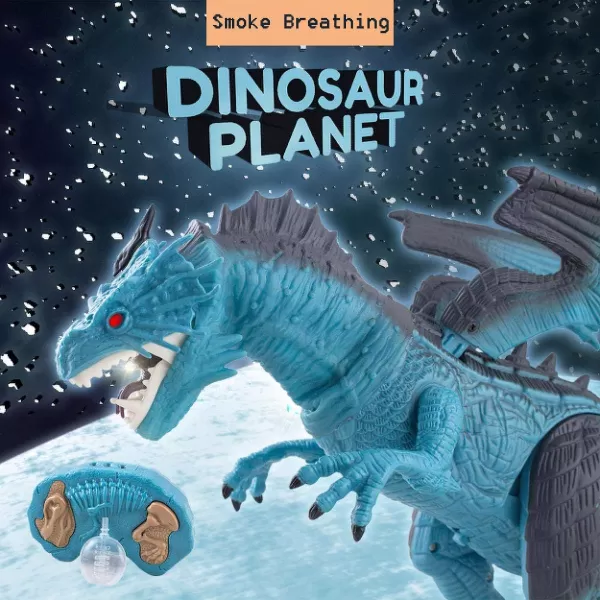 imageLiberty Imports Remote Control RC Dragon Toy LED Light Up Walking Dragon Roaring and Spraying Smoke Shaking Head Light Up Eyes and SoundsIce Dragon w Smoke