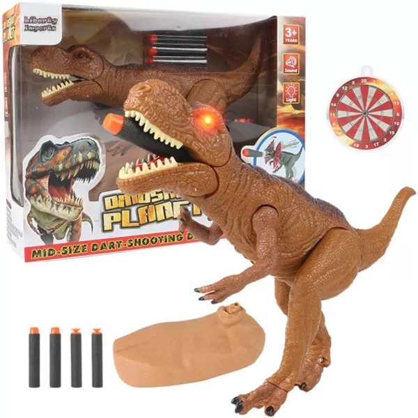 imageLiberty Imports Remote Control RC Dragon Toy LED Light Up Walking Dragon Roaring and Spraying Smoke Shaking Head Light Up Eyes and SoundsTRex Dart Gun