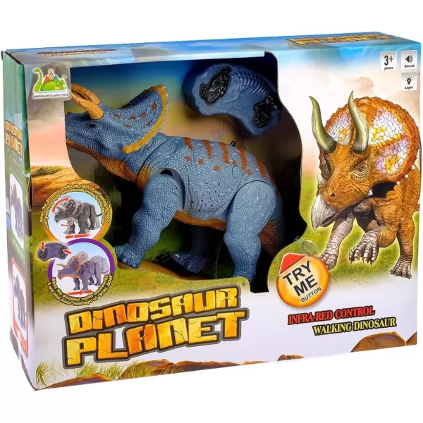 imageLiberty Imports Remote Control RC Dragon Toy LED Light Up Walking Dragon Roaring and Spraying Smoke Shaking Head Light Up Eyes and SoundsTriceratops