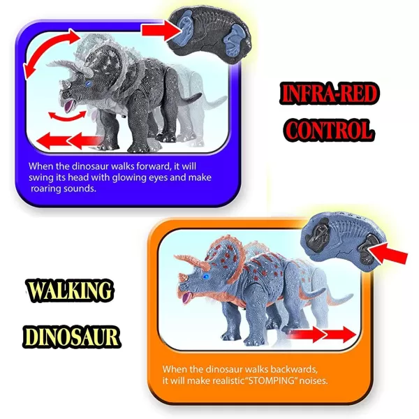 imageLiberty Imports Remote Control RC Dragon Toy LED Light Up Walking Dragon Roaring and Spraying Smoke Shaking Head Light Up Eyes and SoundsTriceratops
