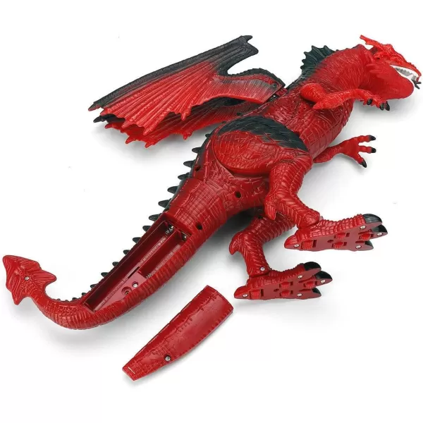 imageLiberty Imports Remote Control RC Dragon Toy LED Light Up Walking Dragon Roaring and Spraying Smoke Shaking Head Light Up Eyes and SoundsWalking Dragon