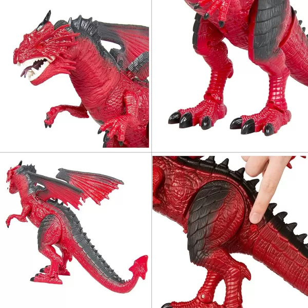 imageLiberty Imports Remote Control RC Dragon Toy LED Light Up Walking Dragon Roaring and Spraying Smoke Shaking Head Light Up Eyes and SoundsWalking Dragon