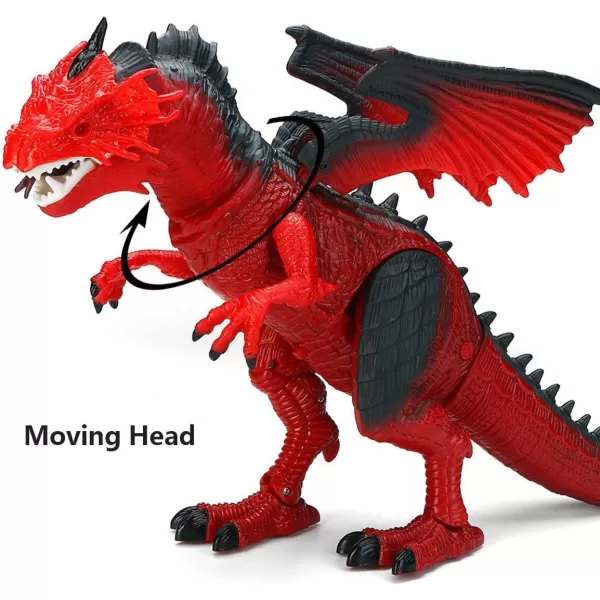 imageLiberty Imports Remote Control RC Dragon Toy LED Light Up Walking Dragon Roaring and Spraying Smoke Shaking Head Light Up Eyes and SoundsWalking Dragon