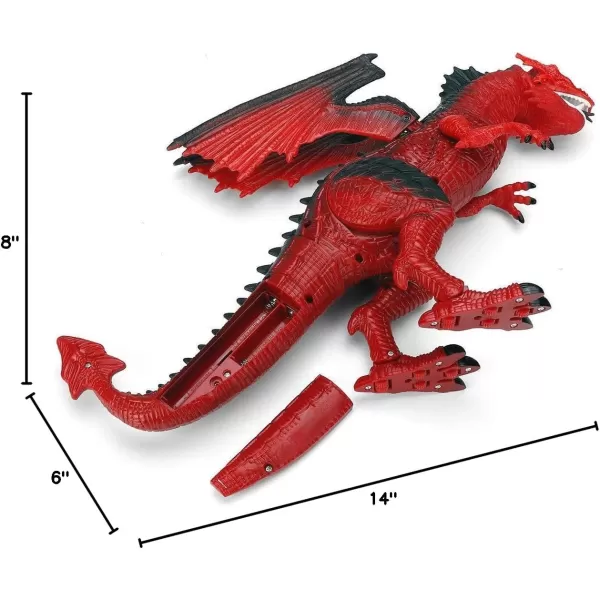 imageLiberty Imports Remote Control RC Dragon Toy LED Light Up Walking Dragon Roaring and Spraying Smoke Shaking Head Light Up Eyes and SoundsWalking Dragon