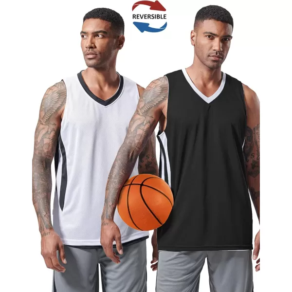 imageLiberty Imports Reversible Mens Mesh Athletic Basketball Jersey Single for Team ScrimmageBlackWhite