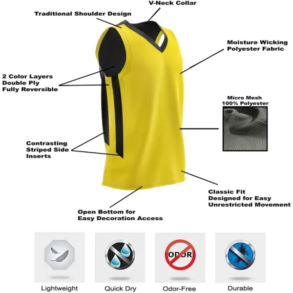 imageLiberty Imports Reversible Mens Mesh Athletic Basketball Jersey Single for Team ScrimmageBlackYellow