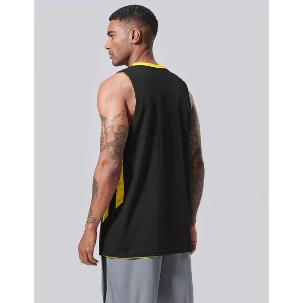 imageLiberty Imports Reversible Mens Mesh Athletic Basketball Jersey Single for Team ScrimmageBlackYellow