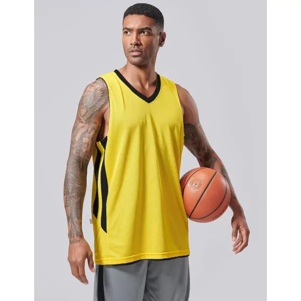 imageLiberty Imports Reversible Mens Mesh Athletic Basketball Jersey Single for Team ScrimmageBlackYellow