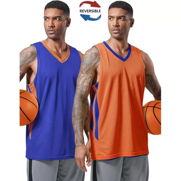 imageLiberty Imports Reversible Mens Mesh Athletic Basketball Jersey Single for Team ScrimmageBlueOrange