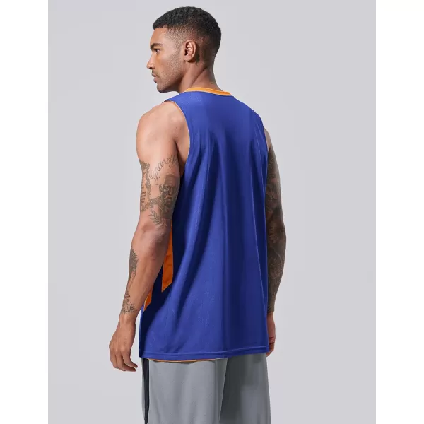 imageLiberty Imports Reversible Mens Mesh Athletic Basketball Jersey Single for Team ScrimmageBlueOrange