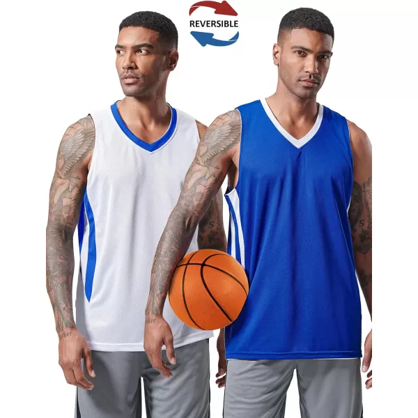 imageLiberty Imports Reversible Mens Mesh Athletic Basketball Jersey Single for Team ScrimmageBlueWhite