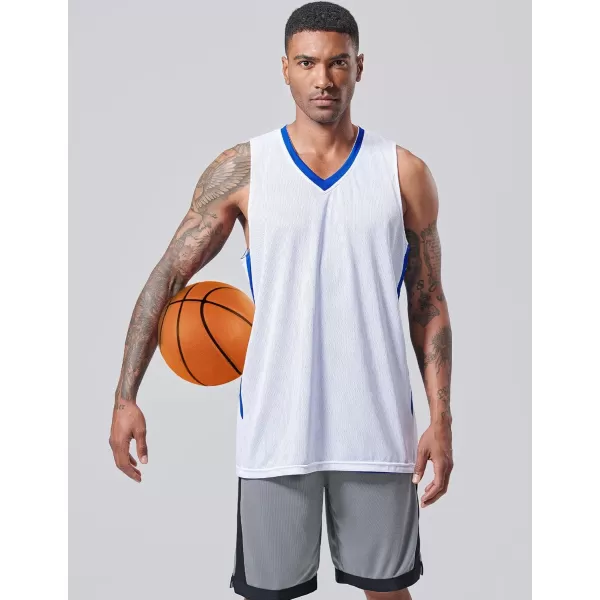 imageLiberty Imports Reversible Mens Mesh Athletic Basketball Jersey Single for Team ScrimmageBlueWhite