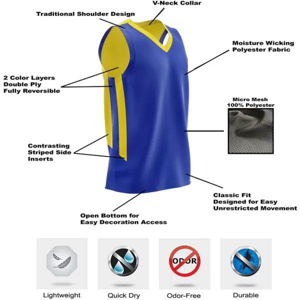 imageLiberty Imports Reversible Mens Mesh Athletic Basketball Jersey Single for Team ScrimmageBlueYellow
