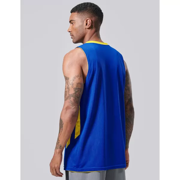 imageLiberty Imports Reversible Mens Mesh Athletic Basketball Jersey Single for Team ScrimmageBlueYellow