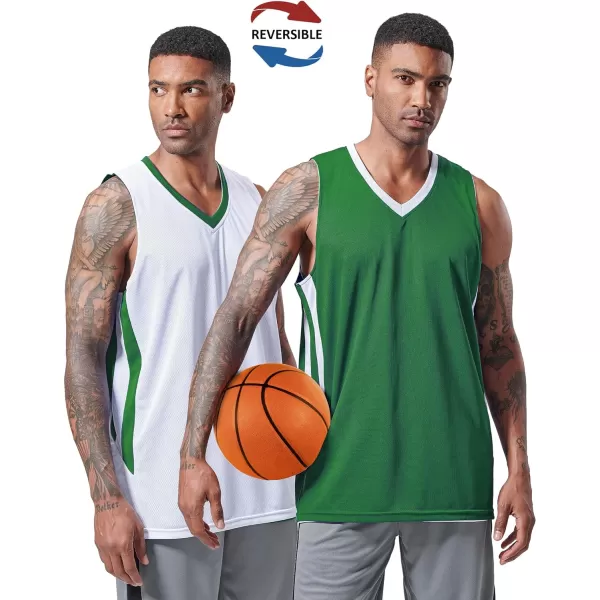 imageLiberty Imports Reversible Mens Mesh Athletic Basketball Jersey Single for Team ScrimmageGreenWhite