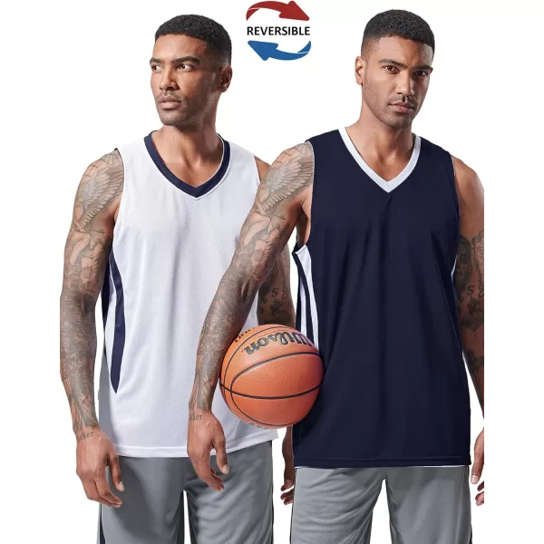 imageLiberty Imports Reversible Mens Mesh Athletic Basketball Jersey Single for Team ScrimmageNavyWhite