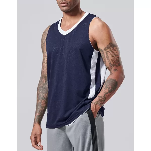 imageLiberty Imports Reversible Mens Mesh Athletic Basketball Jersey Single for Team ScrimmageNavyWhite