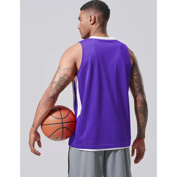 imageLiberty Imports Reversible Mens Mesh Athletic Basketball Jersey Single for Team ScrimmagePurpleWhite