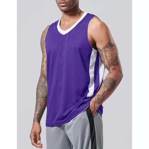 imageLiberty Imports Reversible Mens Mesh Athletic Basketball Jersey Single for Team ScrimmagePurpleWhite