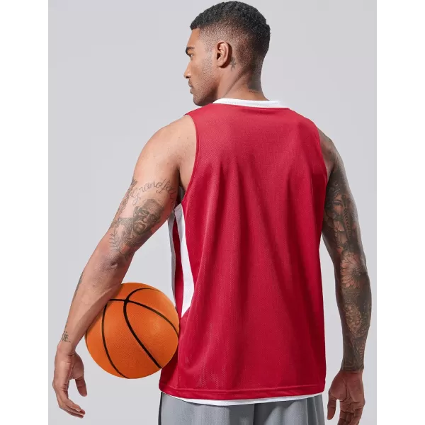 imageLiberty Imports Reversible Mens Mesh Athletic Basketball Jersey Single for Team ScrimmageRedWhite