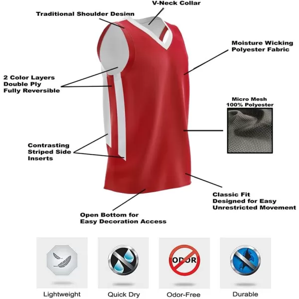 imageLiberty Imports Reversible Mens Mesh Athletic Basketball Jersey Single for Team ScrimmageRedWhite