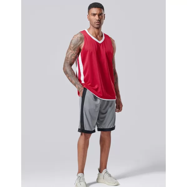 imageLiberty Imports Reversible Mens Mesh Athletic Basketball Jersey Single for Team ScrimmageRedWhite