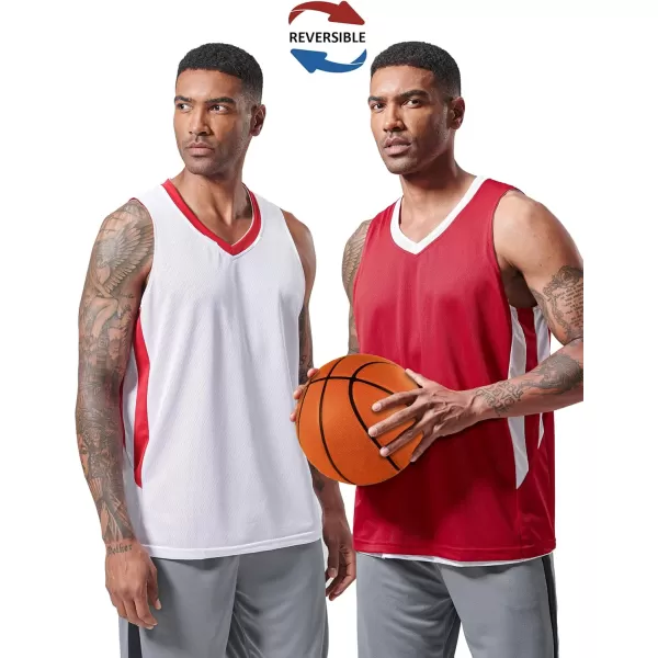 imageLiberty Imports Reversible Mens Mesh Athletic Basketball Jersey Single for Team ScrimmageRedWhite