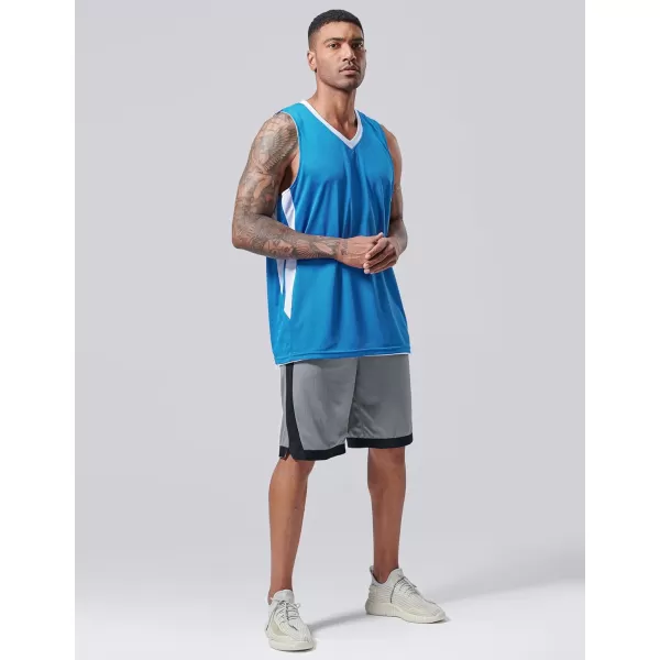 imageLiberty Imports Reversible Mens Mesh Athletic Basketball Jersey Single for Team ScrimmageSky BlueWhite