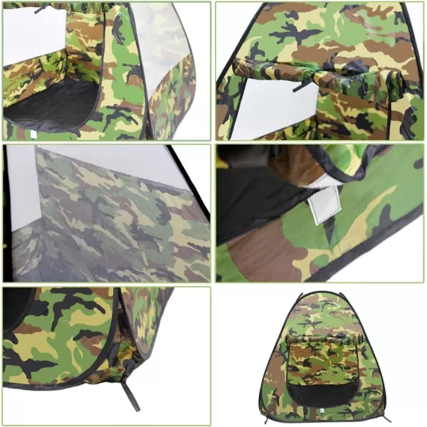 imageMilitary Pop Up Play Tent  Collapsible Army Indoor Outdoor Camouflage Playhouse Hunting Toy for Kids