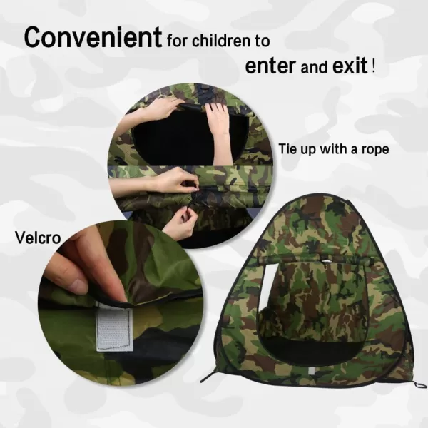 imageMilitary Pop Up Play Tent  Collapsible Army Indoor Outdoor Camouflage Playhouse Hunting Toy for Kids