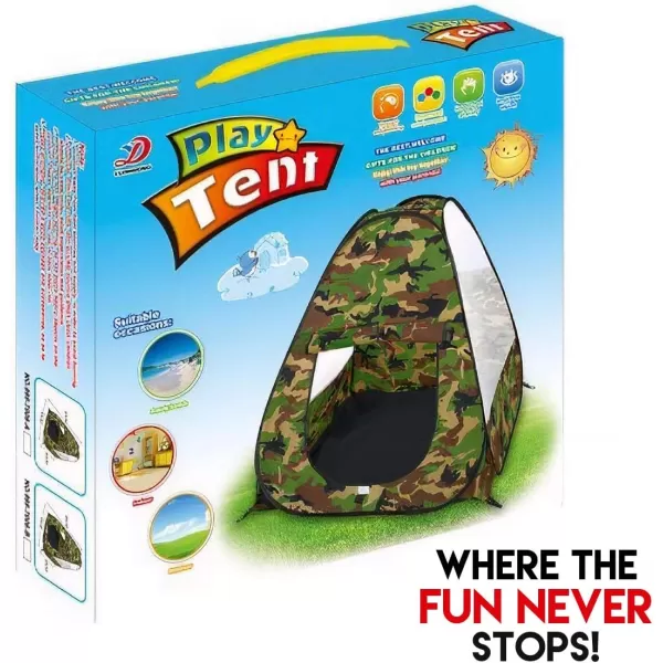 imageMilitary Pop Up Play Tent  Collapsible Army Indoor Outdoor Camouflage Playhouse Hunting Toy for Kids