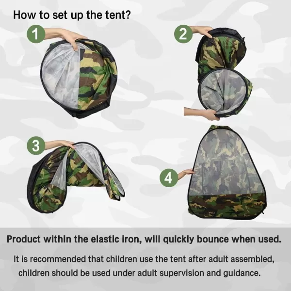 imageMilitary Pop Up Play Tent  Collapsible Army Indoor Outdoor Camouflage Playhouse Hunting Toy for Kids