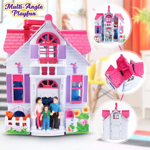 imageMy Pretty Dollhouse Fold and Go Pretend Play Mini Folding Doll House Playset with Pocket Toy Family Figures Home Furniture and Accessories