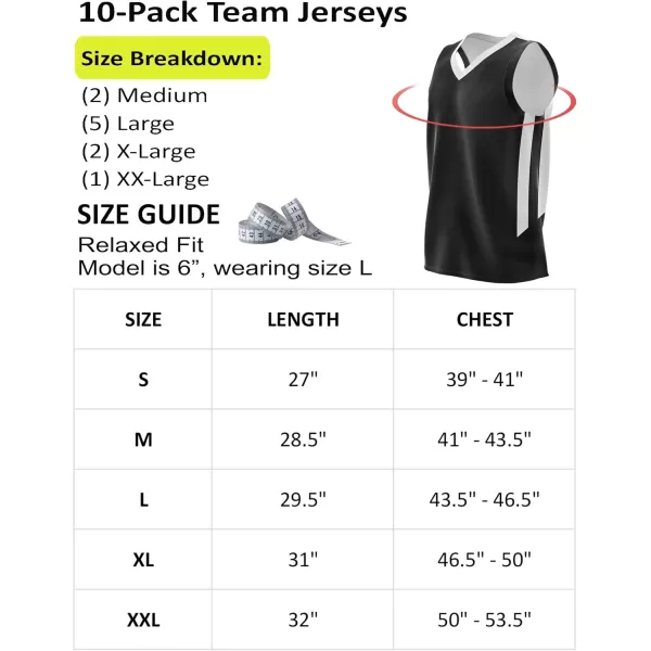 imagePack of 10 Reversible Mens Mesh Performance Athletic Basketball Jerseys  Blank Team Uniforms for Sports Scrimmage BulkBlackWhite